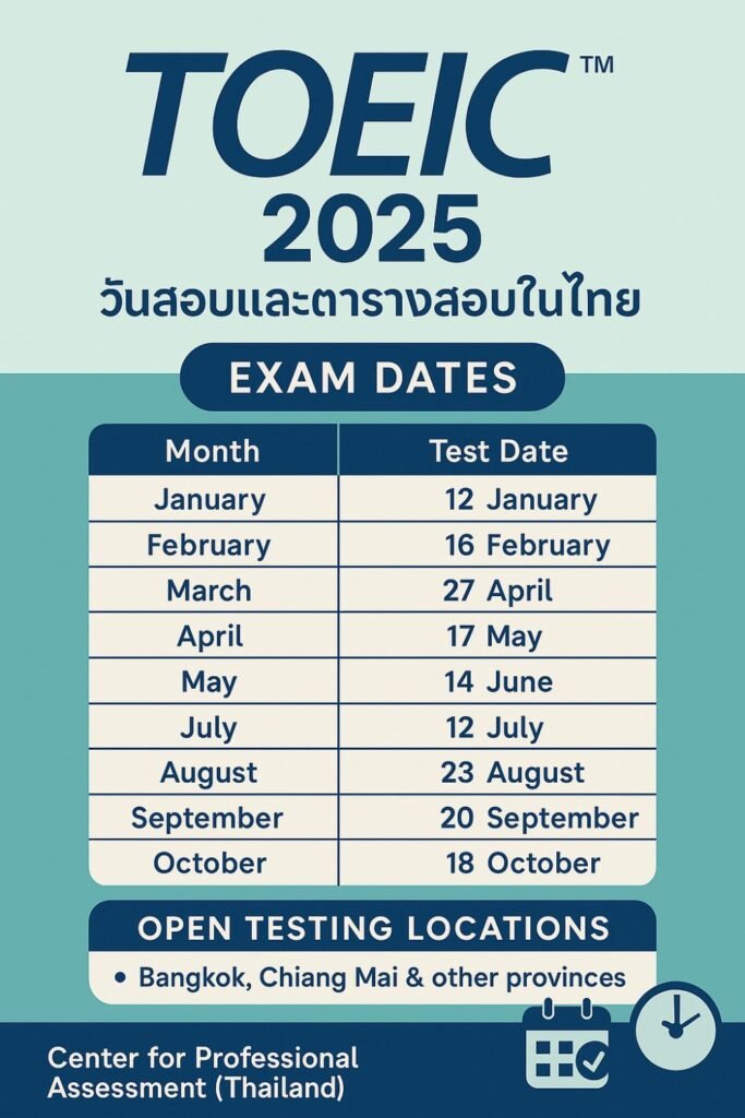 ข้อสอบ TOEIC 2025 วันสอบและตารางสอบในไทย
