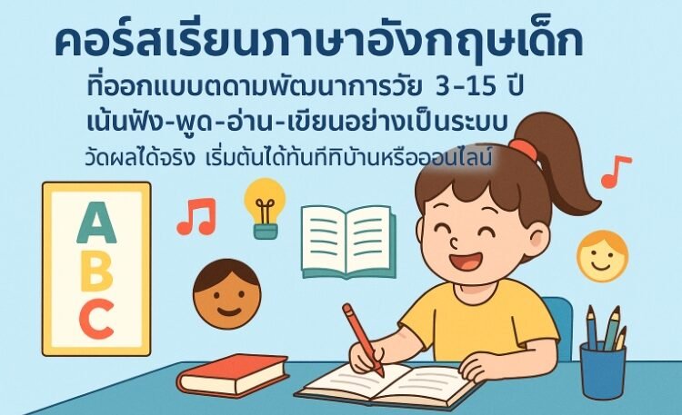 คอร์สเรียนภาษาอังกฤษเด็ก เริ่มต้นอย่างมั่นใจ อายุ 3-15 ปี