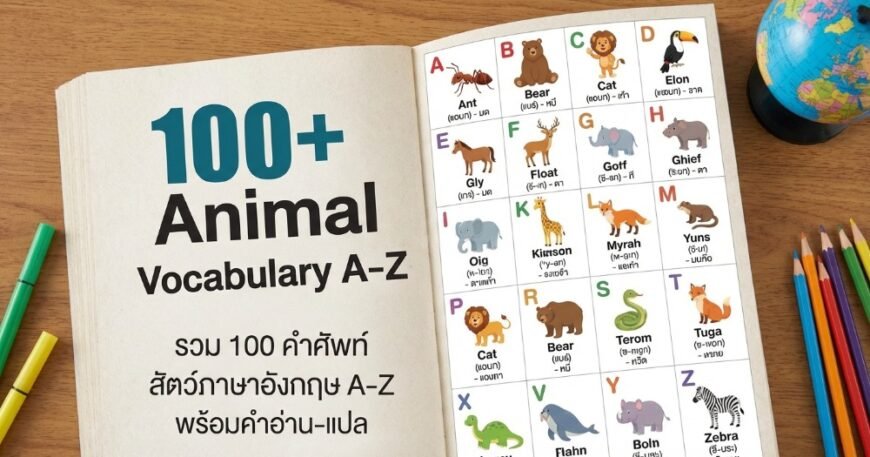 รวม 100 คำศัพท์ สัตว์ภาษาอังกฤษ A-Z พร้อมคำอ่าน-แปล